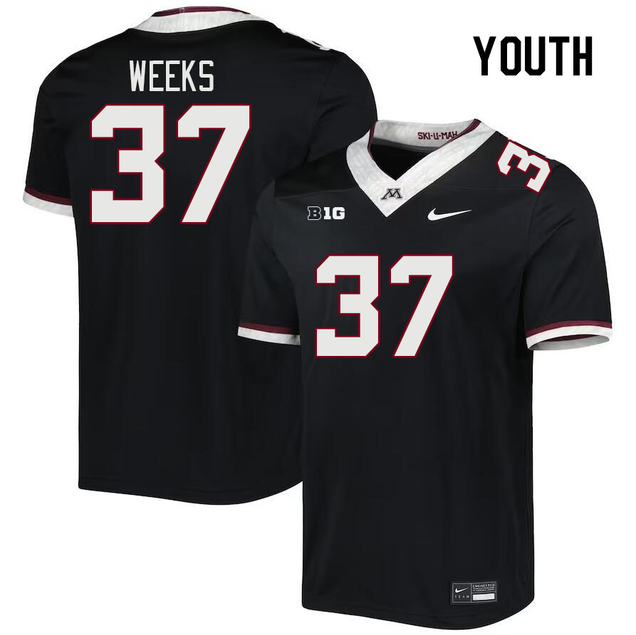 Youth #37 Brady Weeks Minnesota Golden Gophers College Football Jerseys Stitched-Black